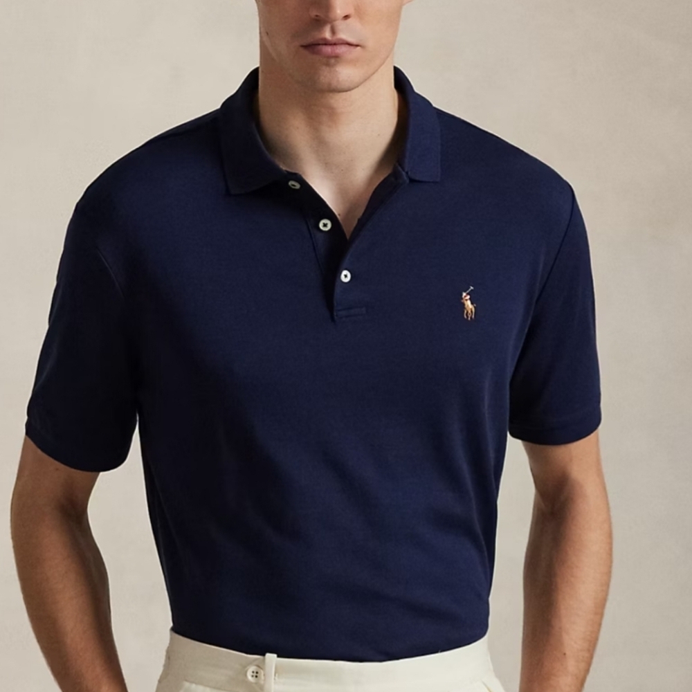 Polo Ralph Lauren Men’s Polo Shirt Large Navy Blue Red Pony Preppy Business Work